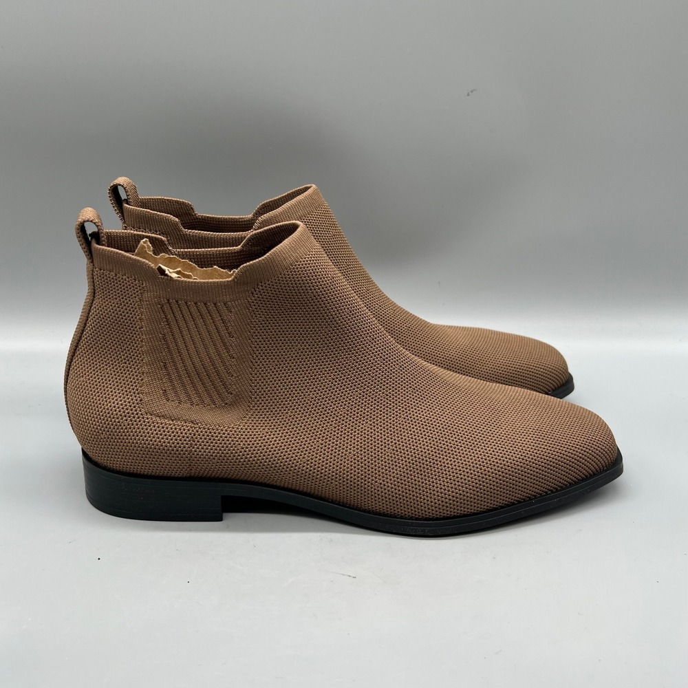 Vivaia Boots Women 9.5 Brown Knit Chelsea Ryan Pro Ankle Square Toe Bootie Shoes